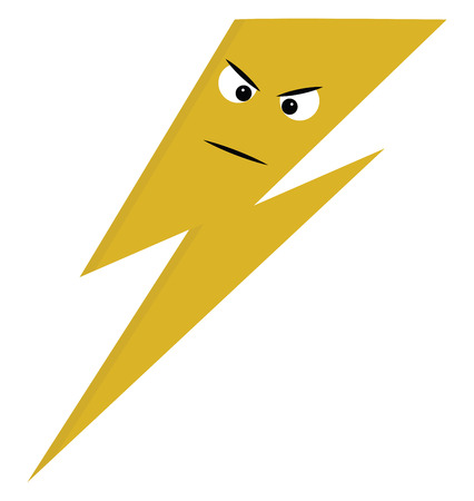 Angry yellow lightning  vector illustration on white backgroundのイラスト素材