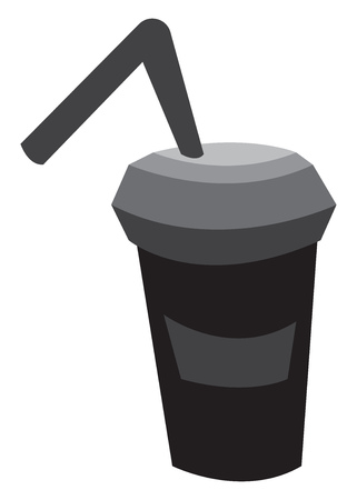 A black sipper with black straw vector color drawing or illustrationのイラスト素材