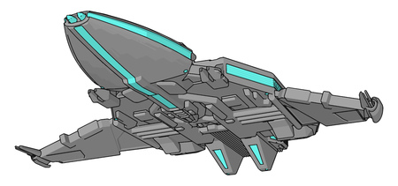 Blue and grey spacecraft vector illustration on white backgroundのイラスト素材