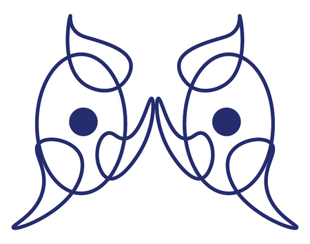 A blue mask with eyebrows vector color drawing or illustrationのイラスト素材