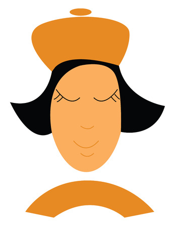 A woman wearing yellow colored hat vector color drawing or illustrationのイラスト素材