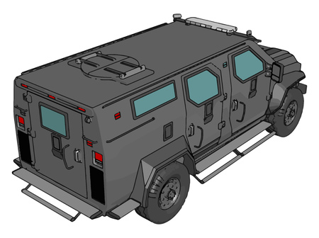 3D vector illustration on white background of  armed military vehicleのイラスト素材
