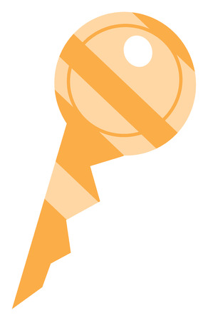 A long golden key with a hole vector color drawing or illustrationのイラスト素材