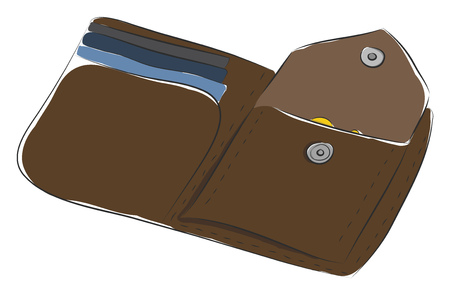 Deep brown open man wallet vector illustration on white backgroundのイラスト素材