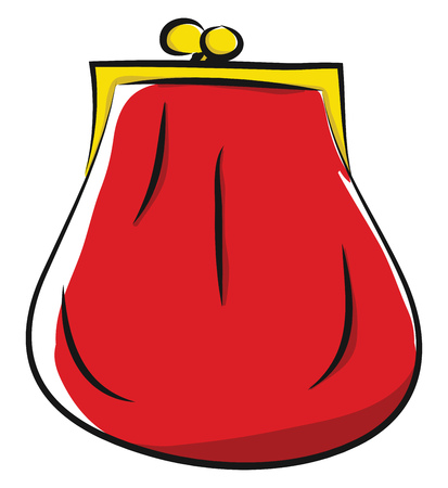 Red ladies wallet with yellow clutch  vector illustration on white backgroundのイラスト素材