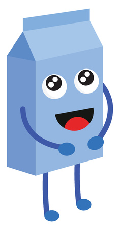 Light blue milk box with happy face vector illustration on white backgroundのイラスト素材