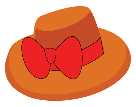 Simple vector illustration of a orange hat with big red bow white backgroundのイラスト素材