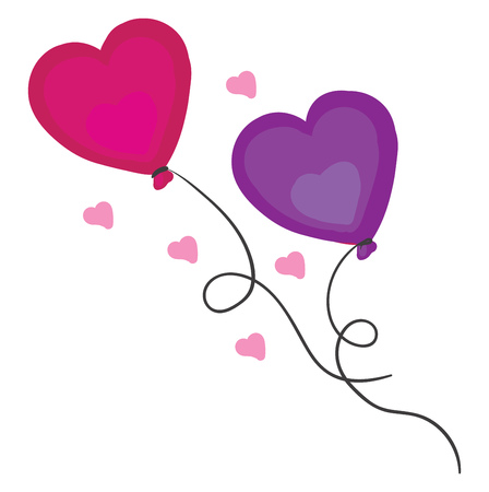Blue and pink heart shape balloons vector or color illustrationのイラスト素材