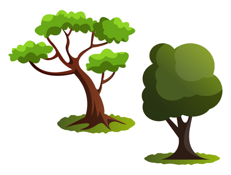 Couple of green trees vector illustration on white backgroundのイラスト素材