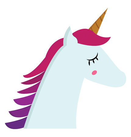 Portrait of unicorn side view illustration color vector on white backgroundのイラスト素材