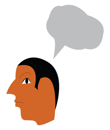 A man is thinking about something important in his head vector color drawing or illustrationのイラスト素材