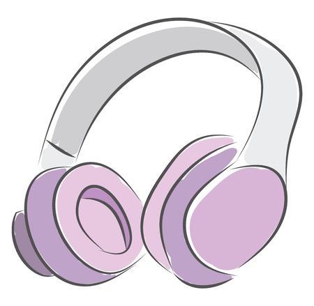Pink headphones vector illustration on white backgroundのイラスト素材