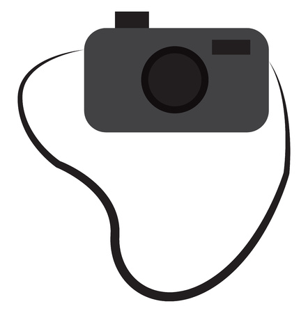 A grey camera attached to a sling vector color drawing or illustrationのイラスト素材