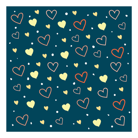 Vector illustration of heart texture on blue background and white frame のイラスト素材