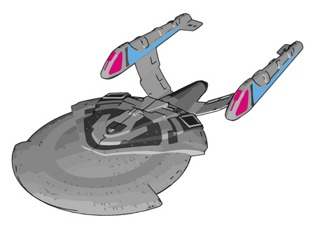 Fantasy Imperial spaceship vector illustration on white backgroundのイラスト素材
