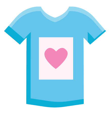 Blue sleeveless shirt with heart illustration color vector on white backgroundのイラスト素材