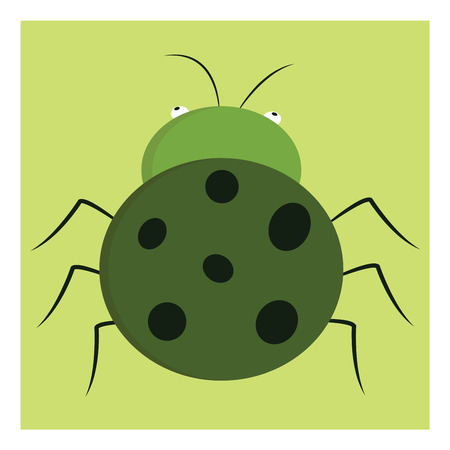 Cartoon of a green bug with black dots vector illustration on white backgroundのイラスト素材