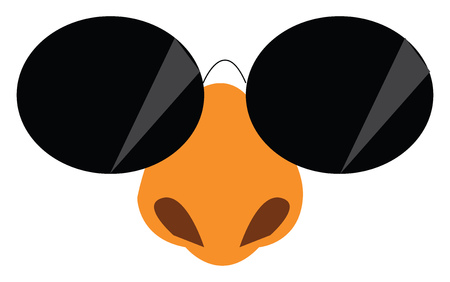 A cartoon of a nose and huge black sunglasses resting on it vector color drawing or illustrationのイラスト素材