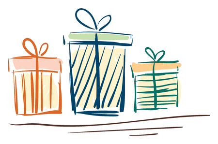 Illustration of three gift boxes vector or color illustrationのイラスト素材