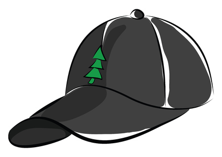 Black cap with pine tree design vector or color illustrationのイラスト素材