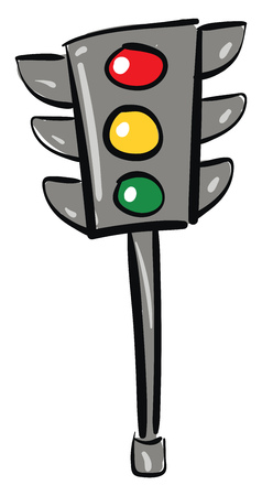 Cartoon traffic lightillustration vector on white backgroundのイラスト素材