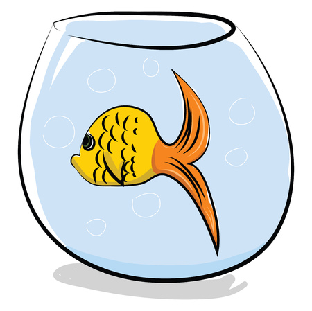 Aquarium with yellow fish vector or color illustrationのイラスト素材