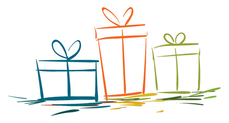 Illustration of three gift boxes vector or color illustrationのイラスト素材
