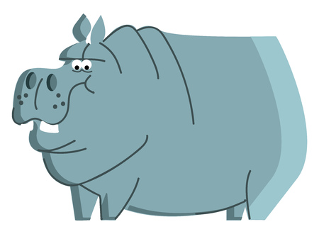 Blue angry hippo vector or color illustration