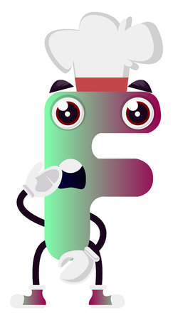 Light green letter F with chef hat vector illustration on white backgorundのイラスト素材
