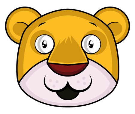 Cute cartoon yellow tiger vector illustartion on white backgroundのイラスト素材