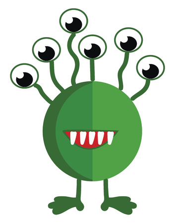 Green alien with popping eyes vector or color illustrationのイラスト素材