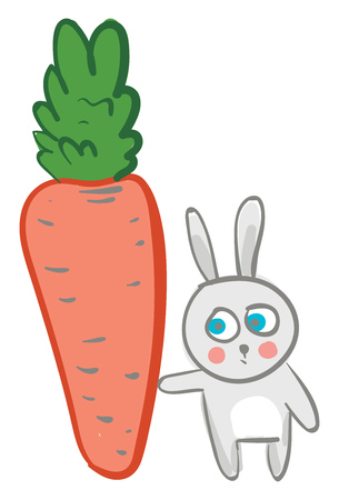 Hare with big carrot vector or color illustrationのイラスト素材