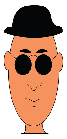 Man wearing black hat and glassesillustration vector on white backgroundのイラスト素材