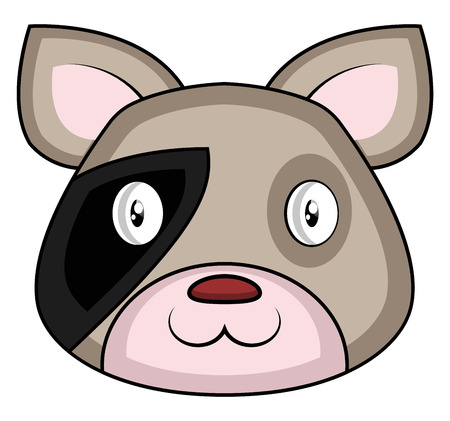 White cartoon dog with black detail vector illustartion on white backgroundのイラスト素材