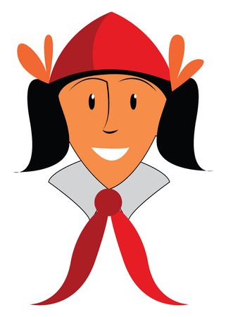 A girl in pioneer costume vector or color illustrationのイラスト素材