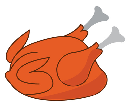 Whole roasted chicken dinner vector or color illustrationのイラスト素材