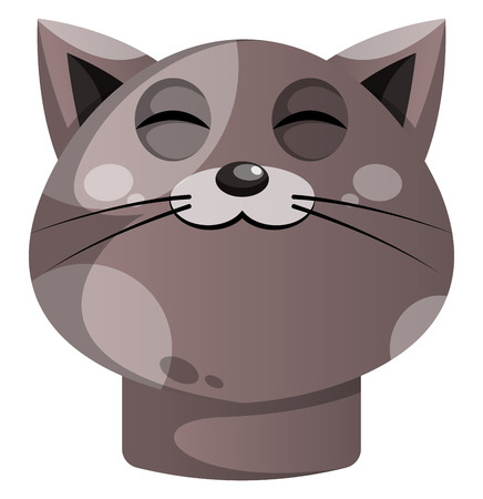 Cartoon grey cat vector illustartion on white backgorundのイラスト素材