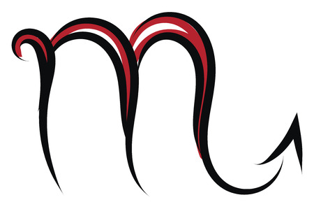 Simple black and red tattoo sketch of horoscope sign scorpiovector illustration on white backgroundのイラスト素材