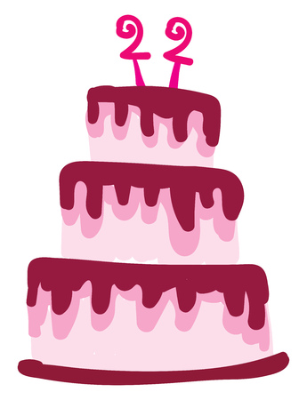 22nd birthday cake for the lady vector or color illustrationのイラスト素材