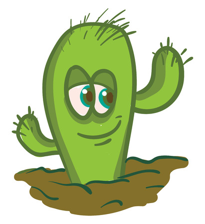 Tall cactus in the ground vector or color illustrationのイラスト素材