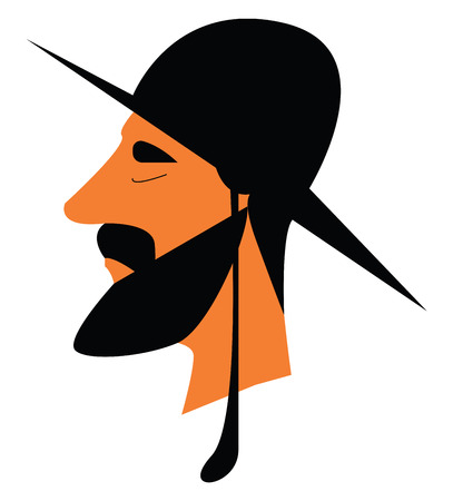 Rabbi in traditional costume vector or color illustrationのイラスト素材