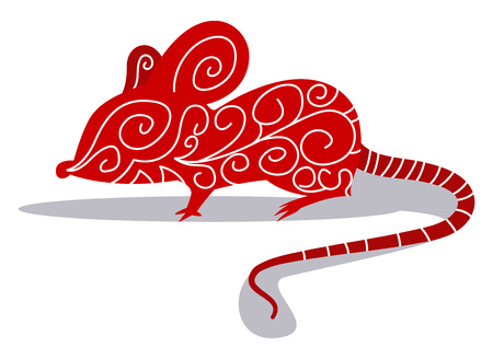 Cartoon chinese mouse vector illustartion on white backgroundのイラスト素材