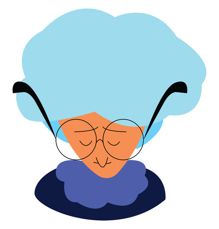 Old woman with round glass vector or color illustrationのイラスト素材