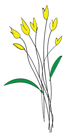 Sketch of yellow spring flowers basic RGB vector on white backgroundのイラスト素材