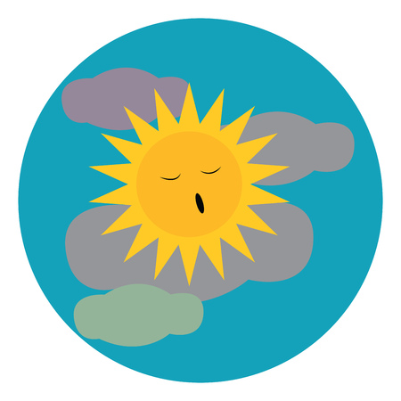 Sleeping sun in blue sky vector or color illustrationのイラスト素材