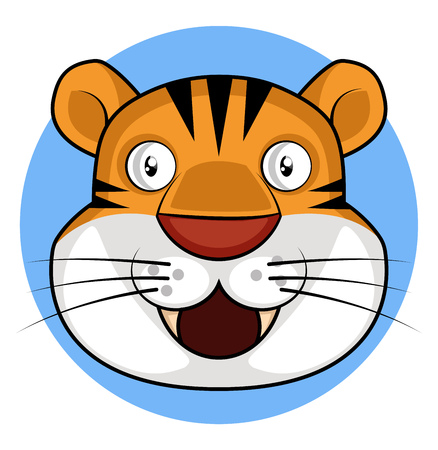 Happy cartoon tiger vector illustration on white backgroundのイラスト素材