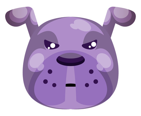 Grumpy purple cartoon dog vector illustartion on white backgroundのイラスト素材