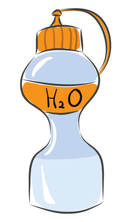Sports water flask white flask with yellow detailes vector illustration on white backgroundのイラスト素材