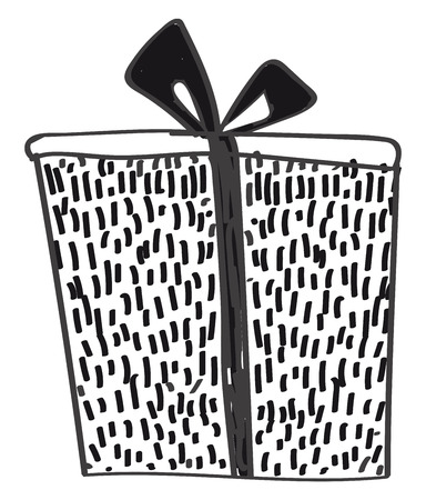 Gift box with black ribbon vector or color illustrationのイラスト素材