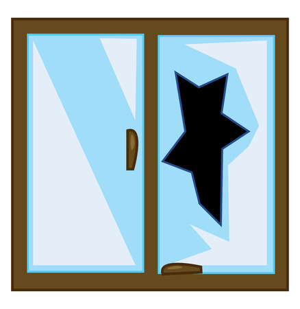 Broken glass window vector or color illustrationのイラスト素材